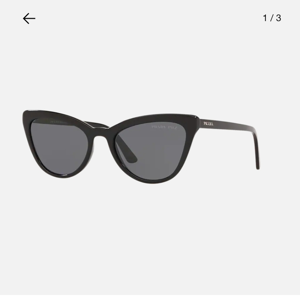 Prada Black Cat Eye Sunglasses. PR 01VS Catwalk